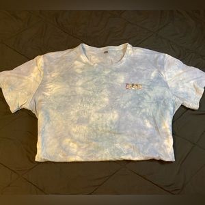 Blue tie-dye graphic tee